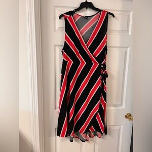 Torrid Black and Red Asymmetrical Wrap Dress